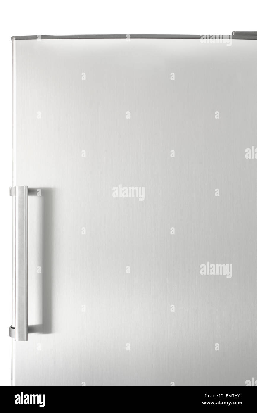 Silber Kühlschranktür mit Griff, mit freiem Speicherplatz für text Stockfoto