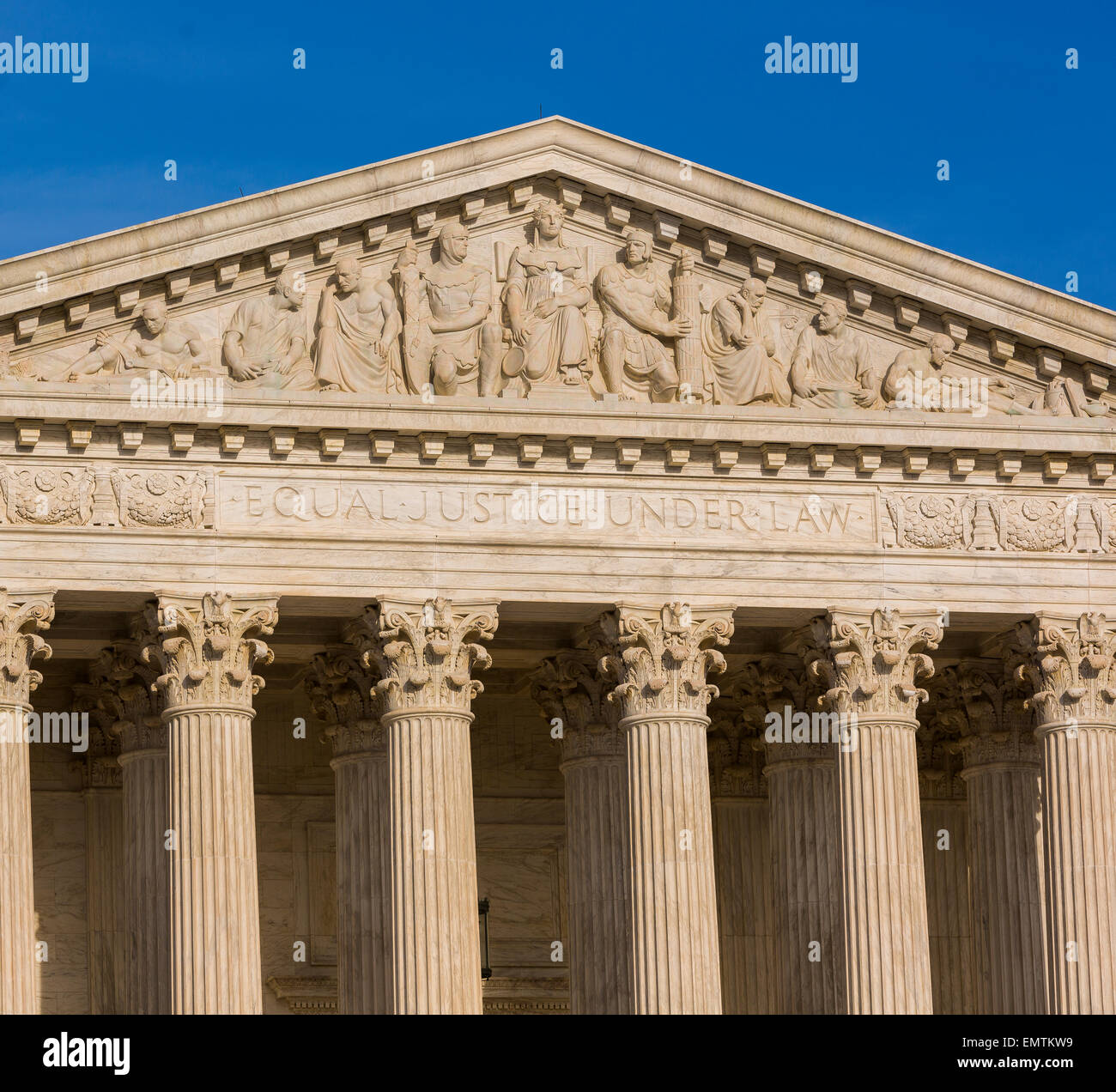 WASHINGTON, DC, USA - Vereinigte Staaten Höchstes Gericht Gebäudehülle. Stockfoto