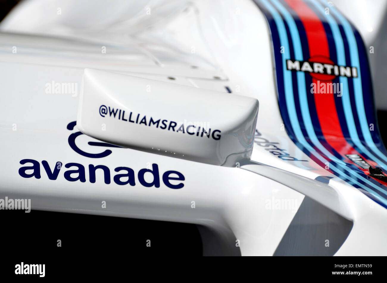 2014-Williams Formel1-Wagen - Nahaufnahme von Außenspiegel Stockfoto