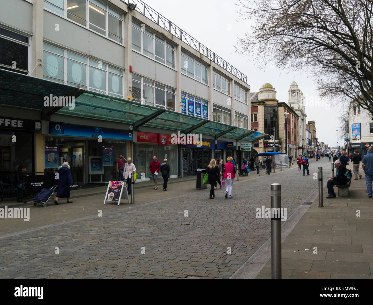 Fußgängerzone Oxford Street Haupteinkaufsviertel von Swansea City Centre South Wales zweite größte Stadt in Wales und Waliser Küstenstadt Stockfoto