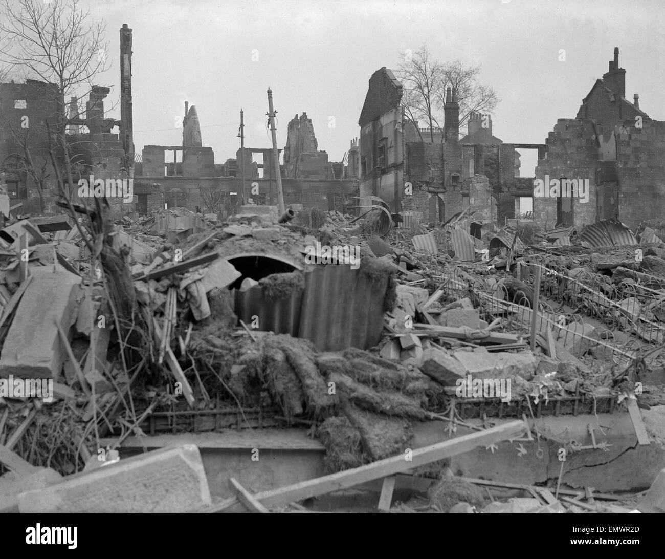 WW2 Luftangriff Schäden Bombenschäden an Clydeside Glasgow Stockfoto