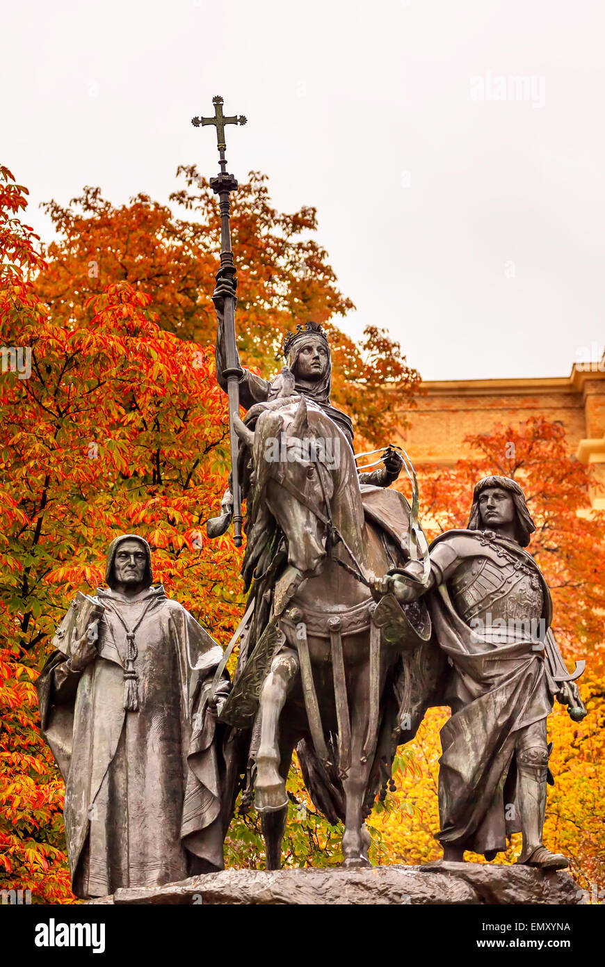Königin Isabella von Kastilien Statue Reiten ein Pferd marschieren in