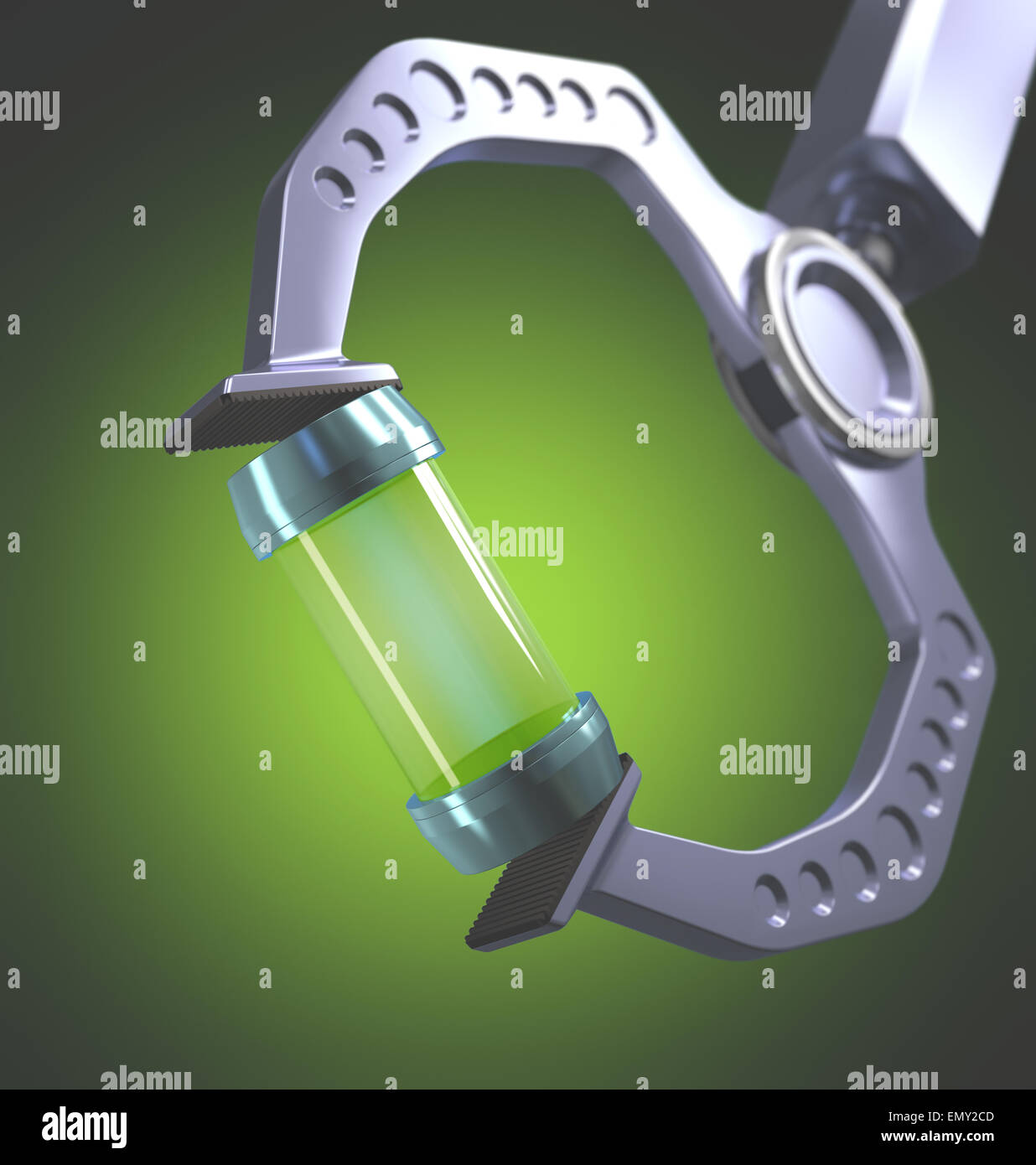 Roboterhand Manipulation Virus. Konzept der Technologie bei der Bekämpfung von Infektionskrankheiten. Stockfoto