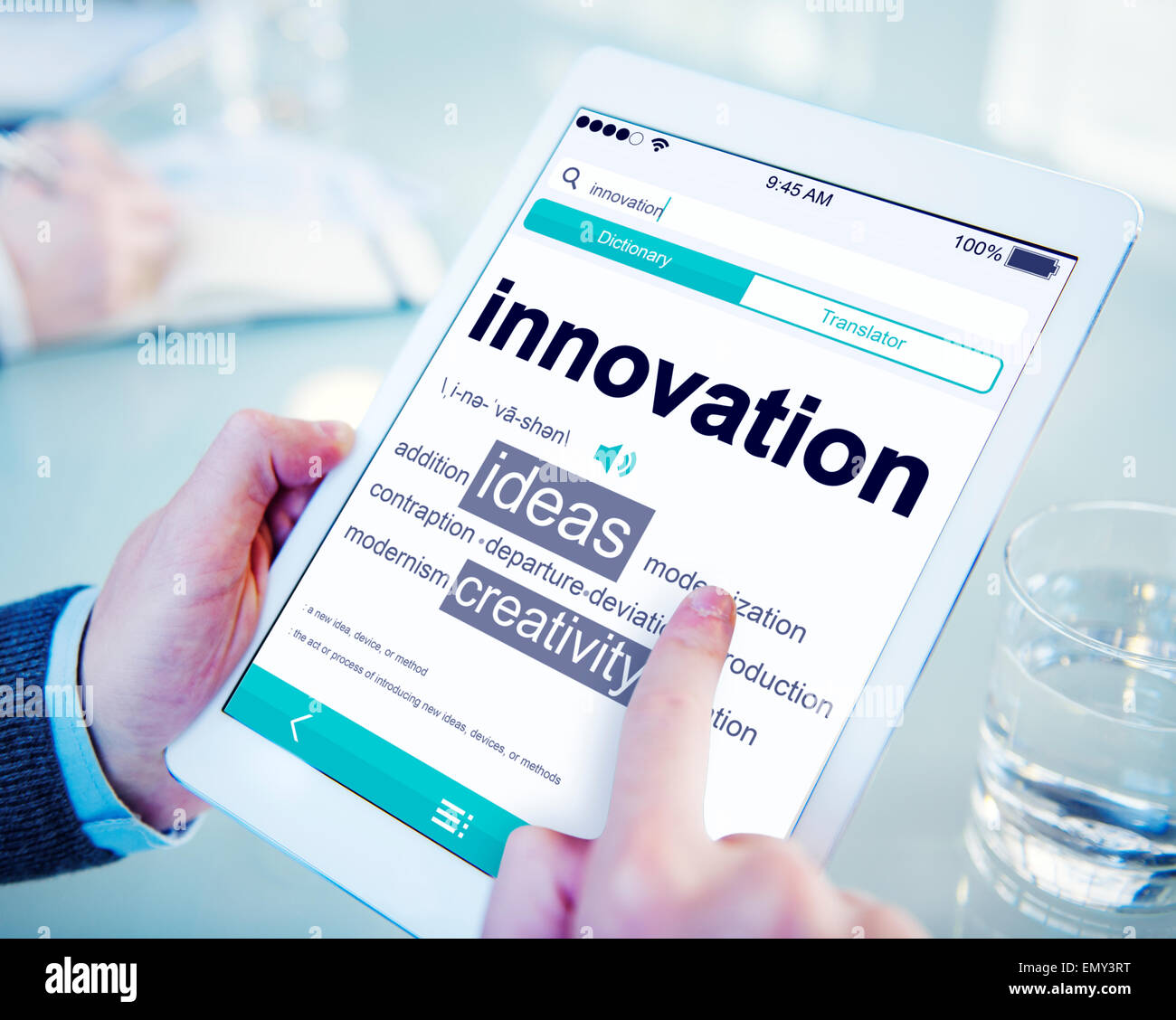 Digitales Wörterbuch Innovationskonzept Ideen Kreativität Stockfoto