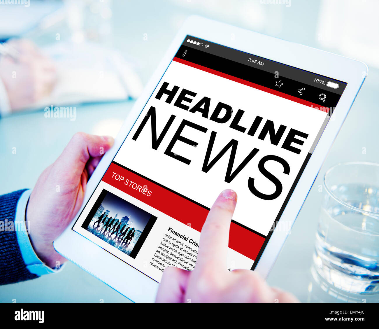 Headline News Top Stories Online-Konzepte Stockfoto