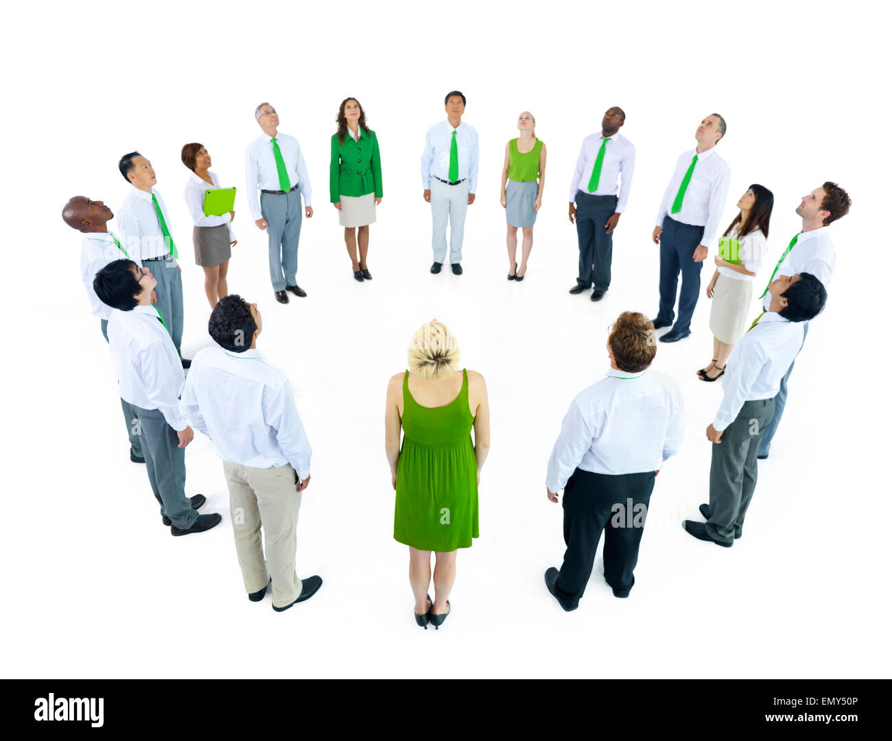 Gruppe von Personen in einem Kreis, Isolated on White Stockfoto