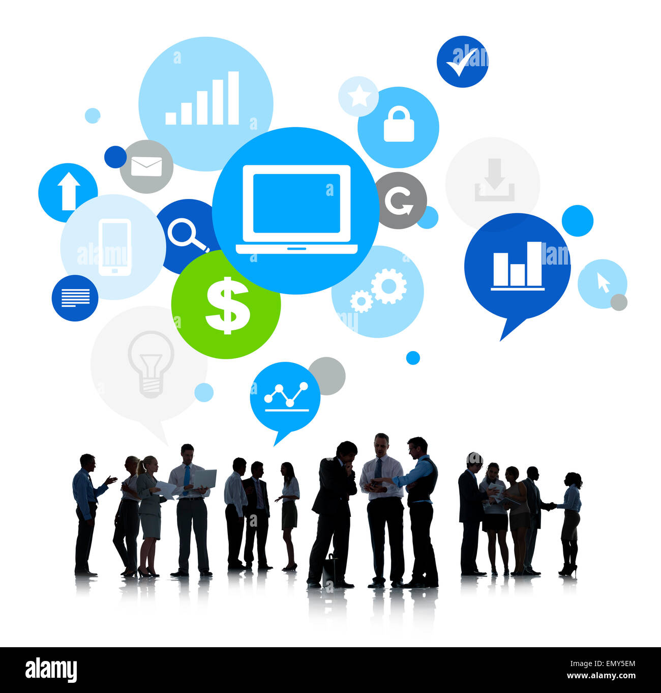 Business Menschen Silhouetten Arbeiten Und Globale Kommunikation Im 