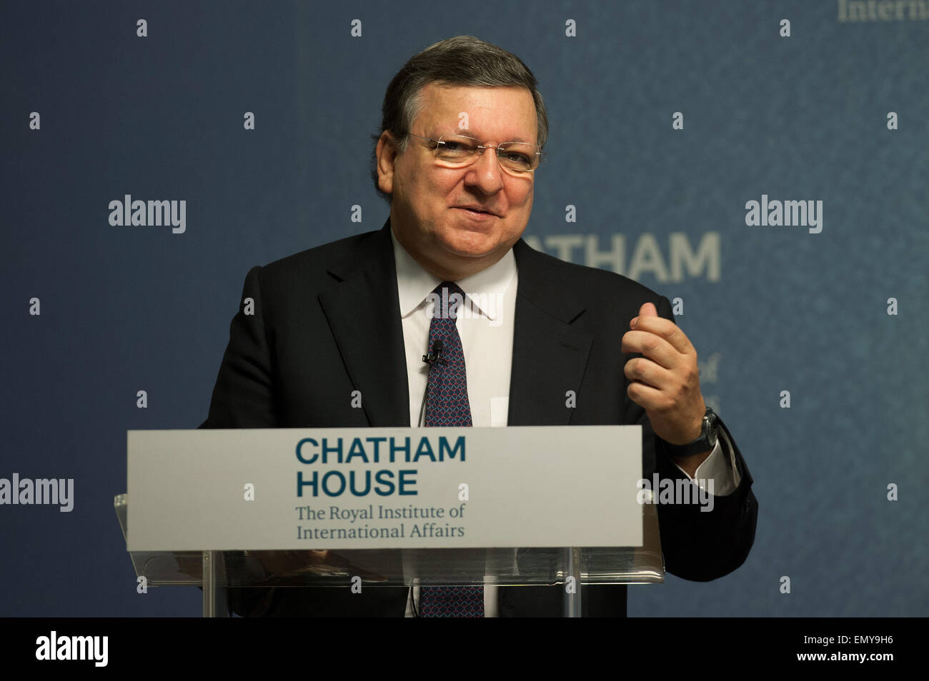 Präsident der Europäischen Kommission, Jose Manuel Barroso: "zehn Jahre an der Spitze der Europäischen Kommission: Some Reflections on Europa", Vortrag im Chatham House.  Mitwirkende: Jose Manuel Barroso wo: London, Vereinigtes Königreich bei: 20. Oktober 2014 Stockfoto