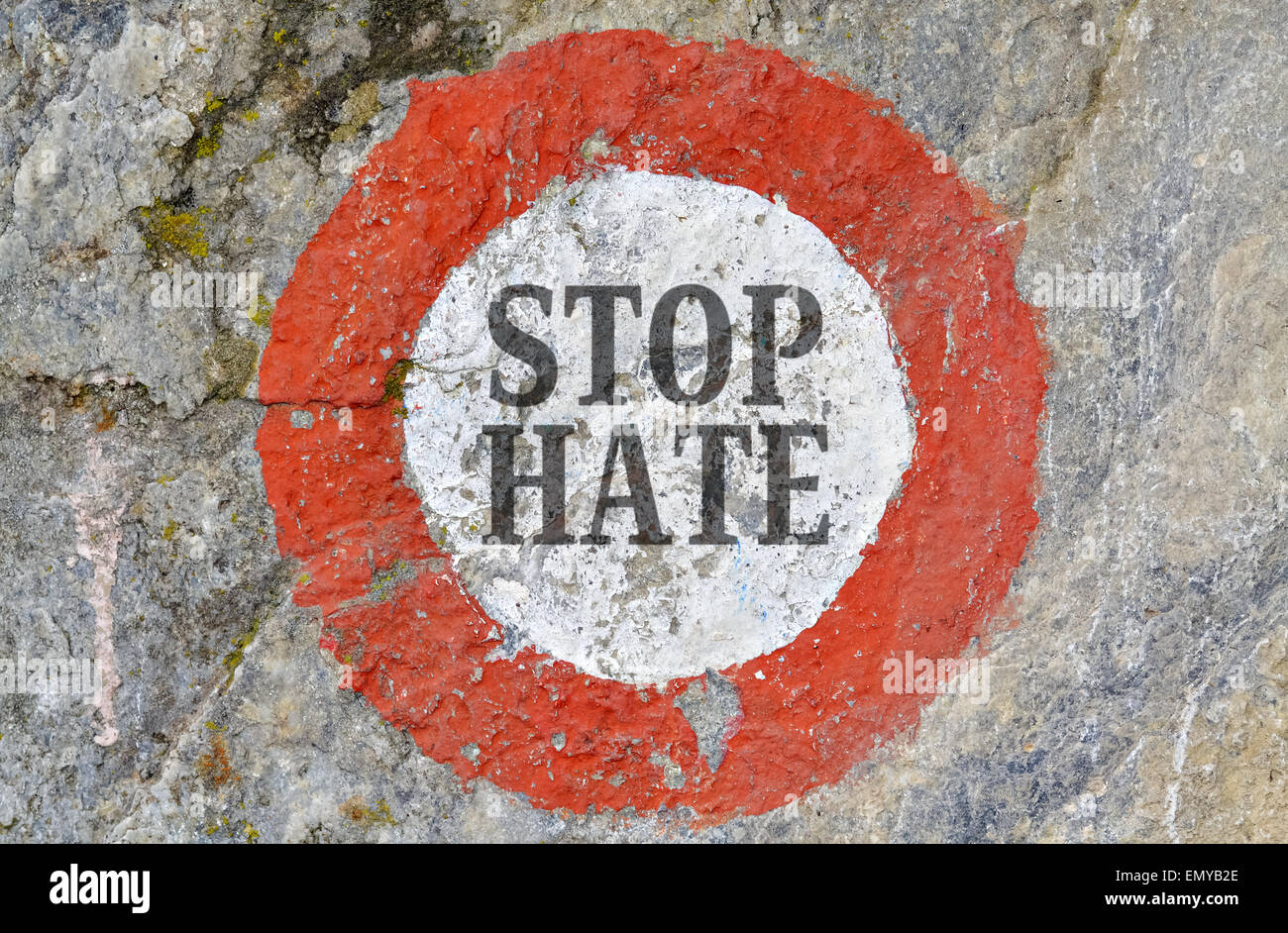 SMS als Appell gegen Hass und Intoleranz zwischen den Menschen Stockfoto