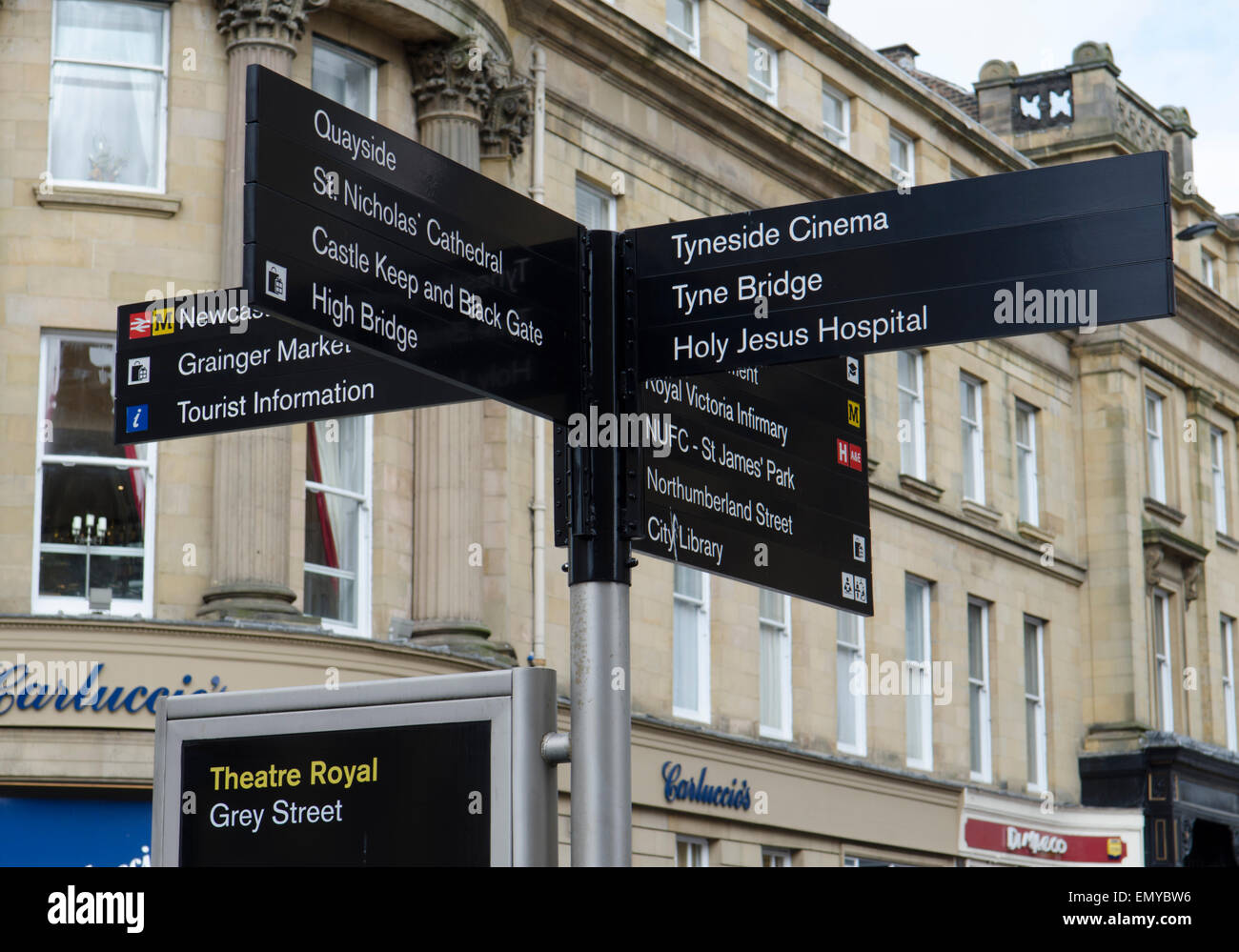 Straßenschild in Grey Street, Newcastle upon Tyne Stockfoto