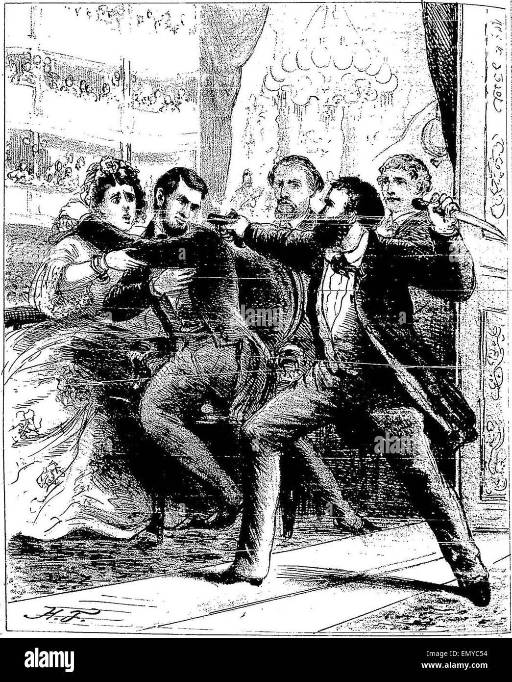 Präsident Lincoln der Vereinigten Staaten von Amerika in der Nacht des 14. April im Ford Theater von John Wilkes Booth ermordet Stockfoto