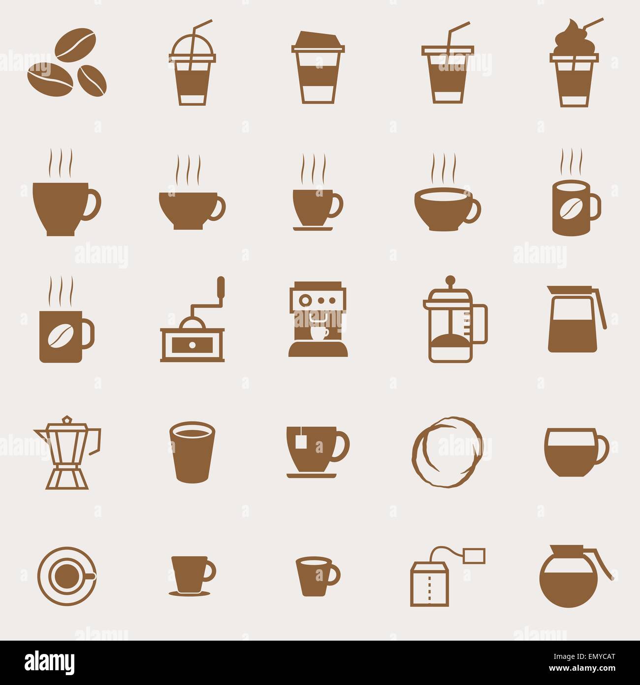 Kaffee Farbe Symbole auf hellem Hintergrund, Lager Vektor Stock Vektor