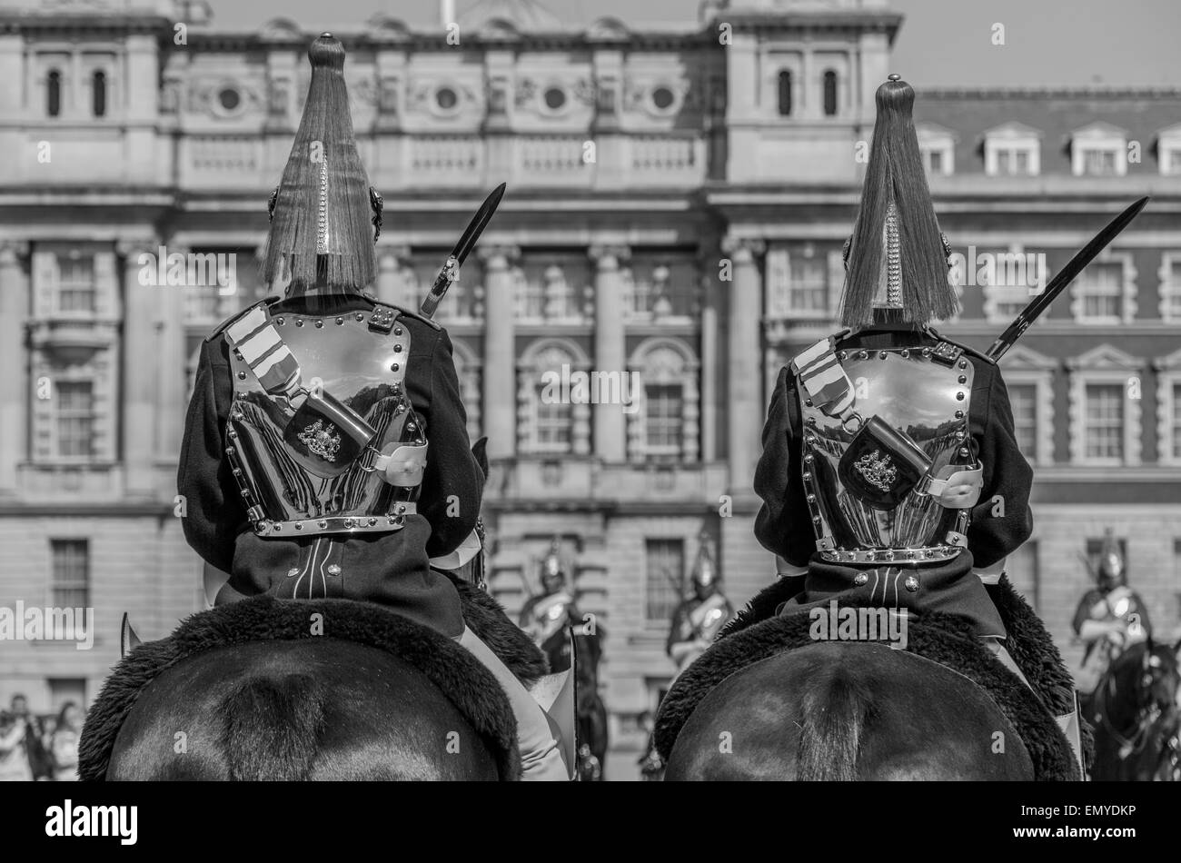 Eine sepia Porträt des Blues und Royals Household Cavalry Horse Guards Parade London England Großbritannien Stockfoto