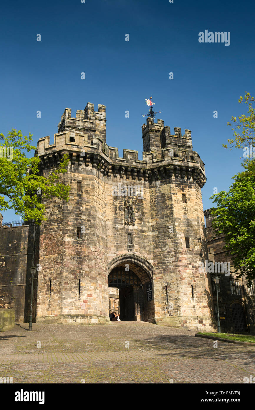 Großbritannien, England, Lancashire, Lancaster, Schlosspark, Lancaster Castle, John of Gaunt Tor Stockfoto