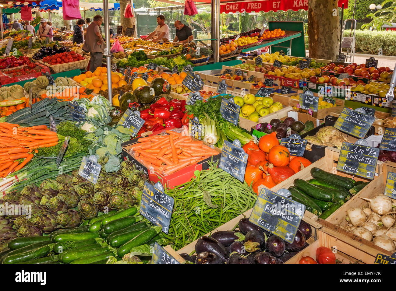 Straße Markt Sanary Sur Mer Provence Frankreich Stockfoto
