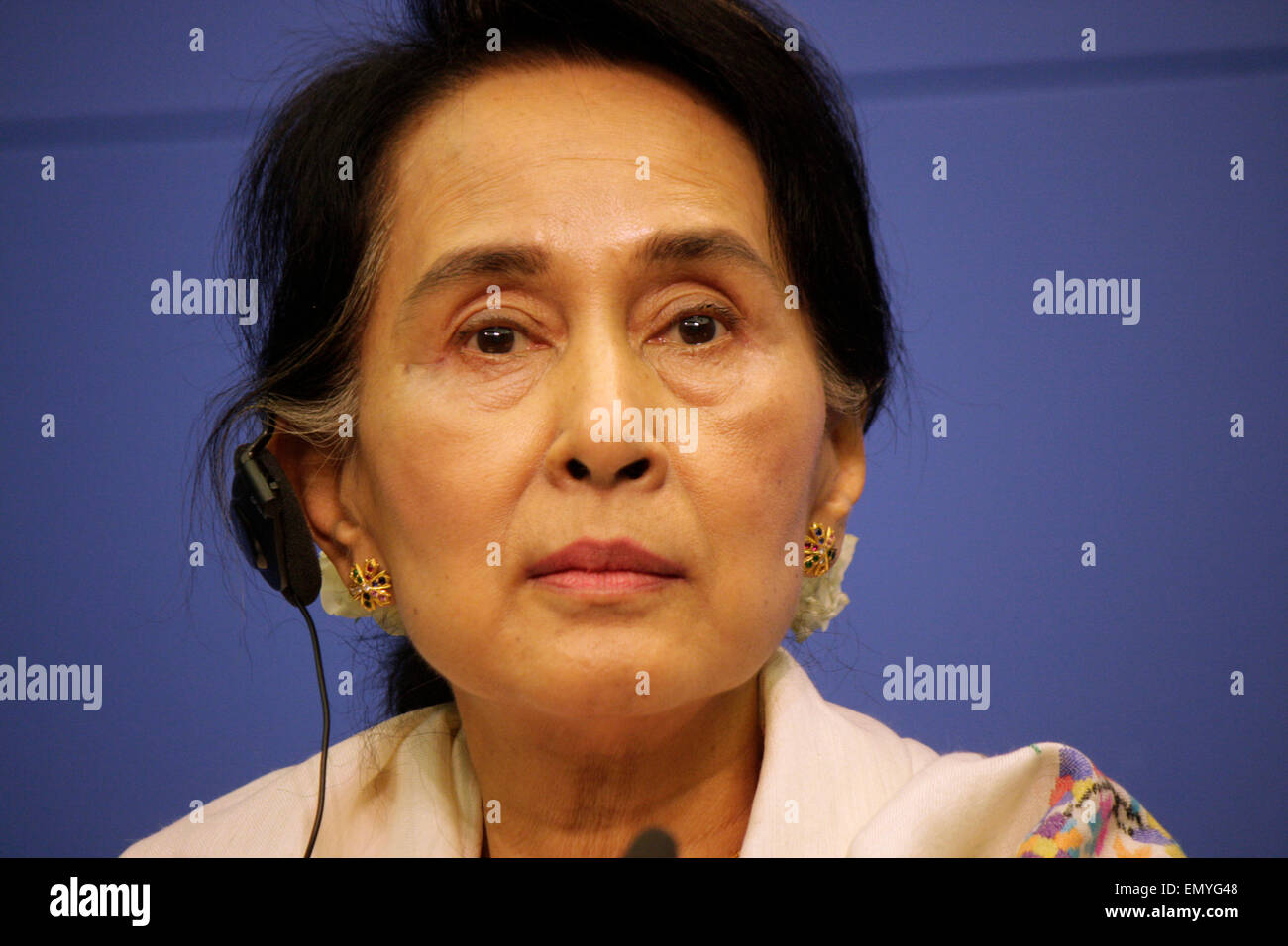 Aung San Suu Kyi - Pressekonferenz der Oppositionsfuehrerin Birmas (Myanmar) Und Friedens-Nobelpreistraegerin, 12. April 2014, Berlin. Stockfoto