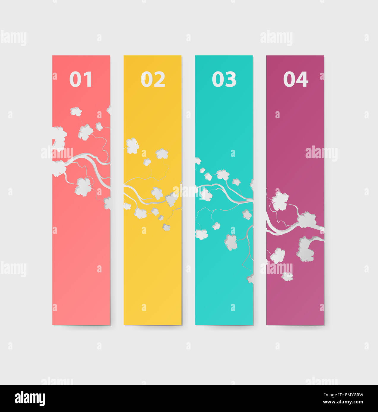 Abstrakte Farbgestaltung mit floralen Elementen und Schatten Stockfoto