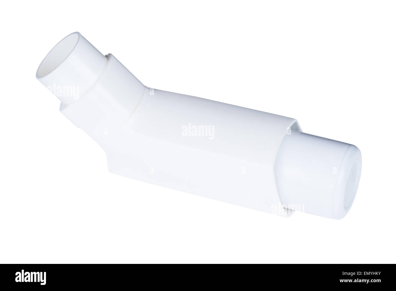 Asthma-Inhalator isoliert auf weißem Hintergrund Stockfoto