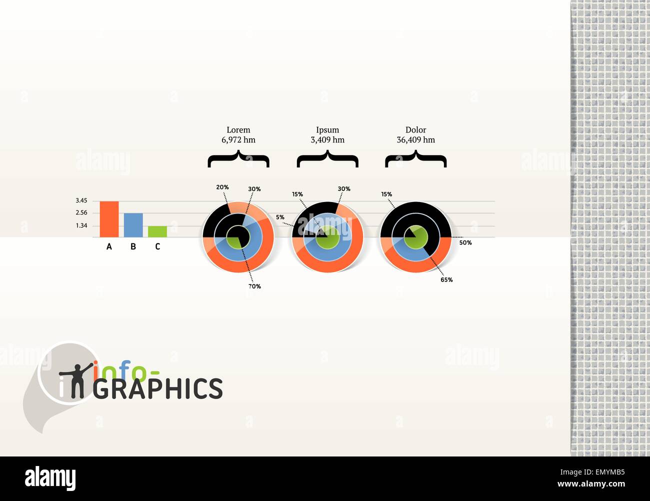 Satz von Elementen der Infografik. Visuelle statistische Informationen. Vektor EPS 10 Folien verwendet. Stock Vektor