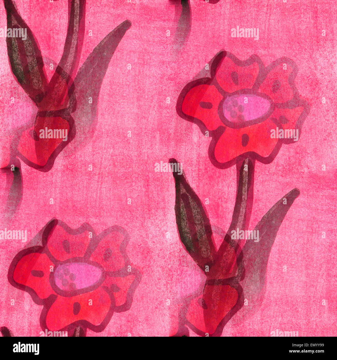 Rosa nahtlose Textur hinterlässt Aquarell Blumen Tapete Stockfoto