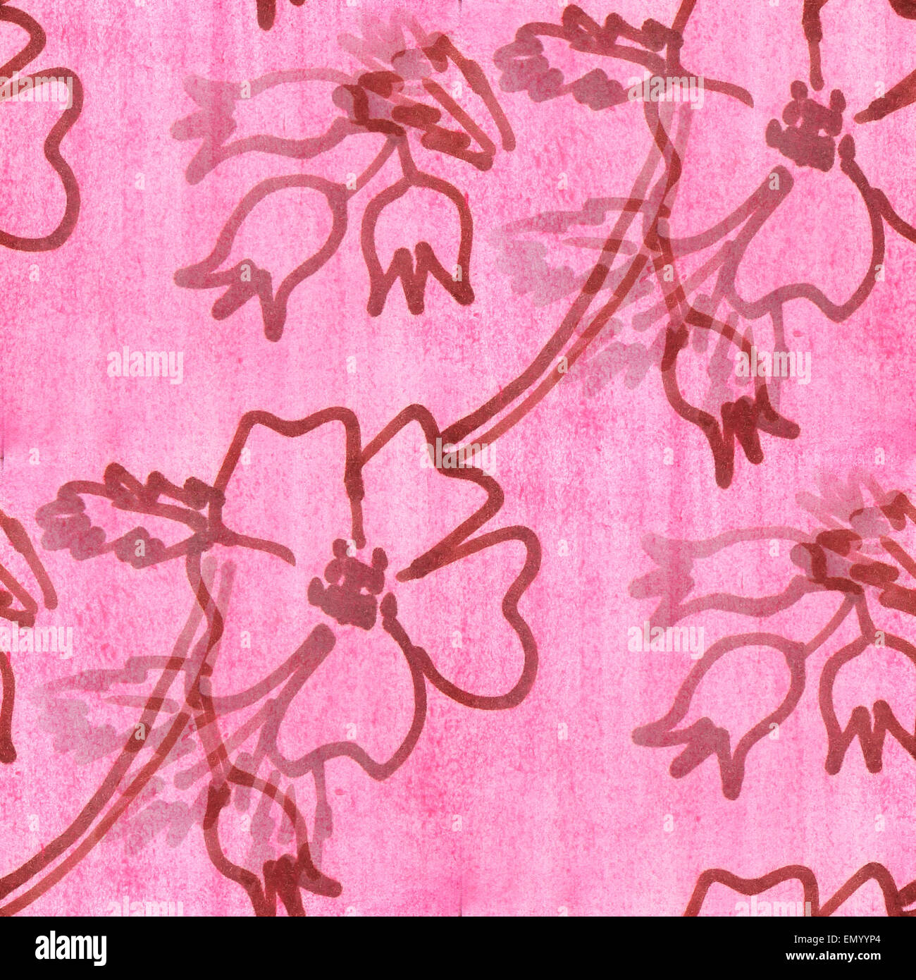 nahtlose Textur rosa Bettwäsche Aquarell Blumen Tapete Stockfoto
