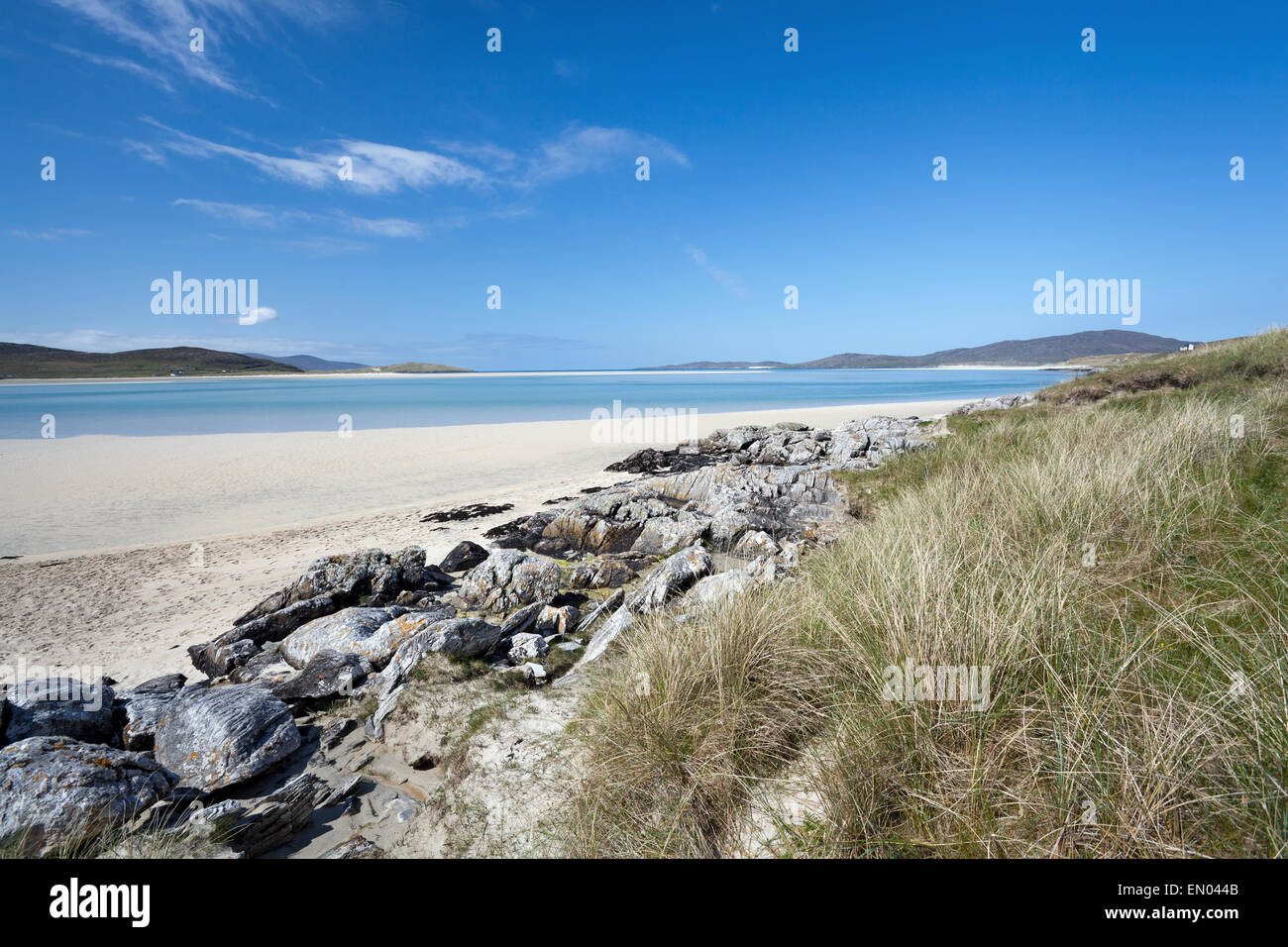 Gezeiten Strand von Luskentyre, Isle of Harris, äußeren Hebriden, Schottland. Stockfoto