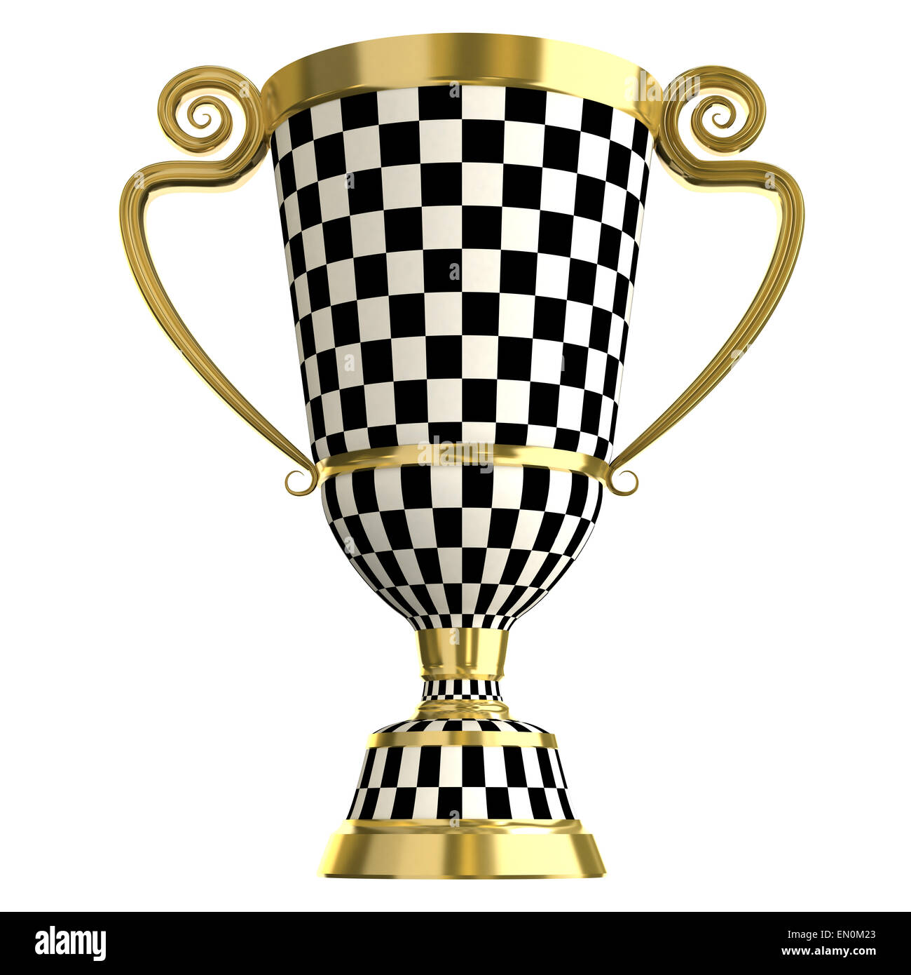 Karierte Trophäe goldene Tasse gekreuzt Stockfoto