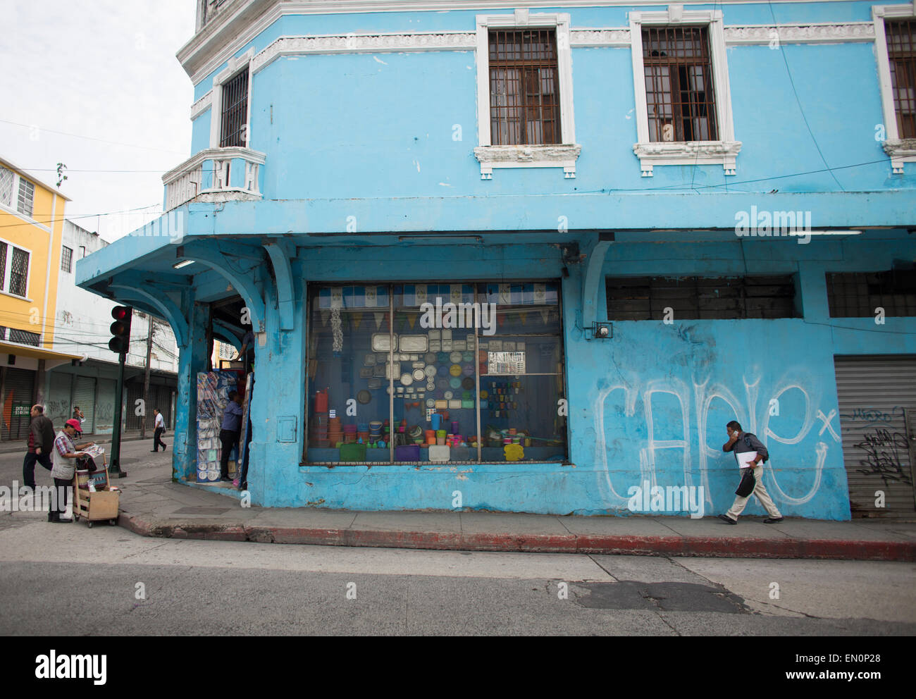 Kunststoff Tupperware Shop in Guatemala-Stadt Stockfoto