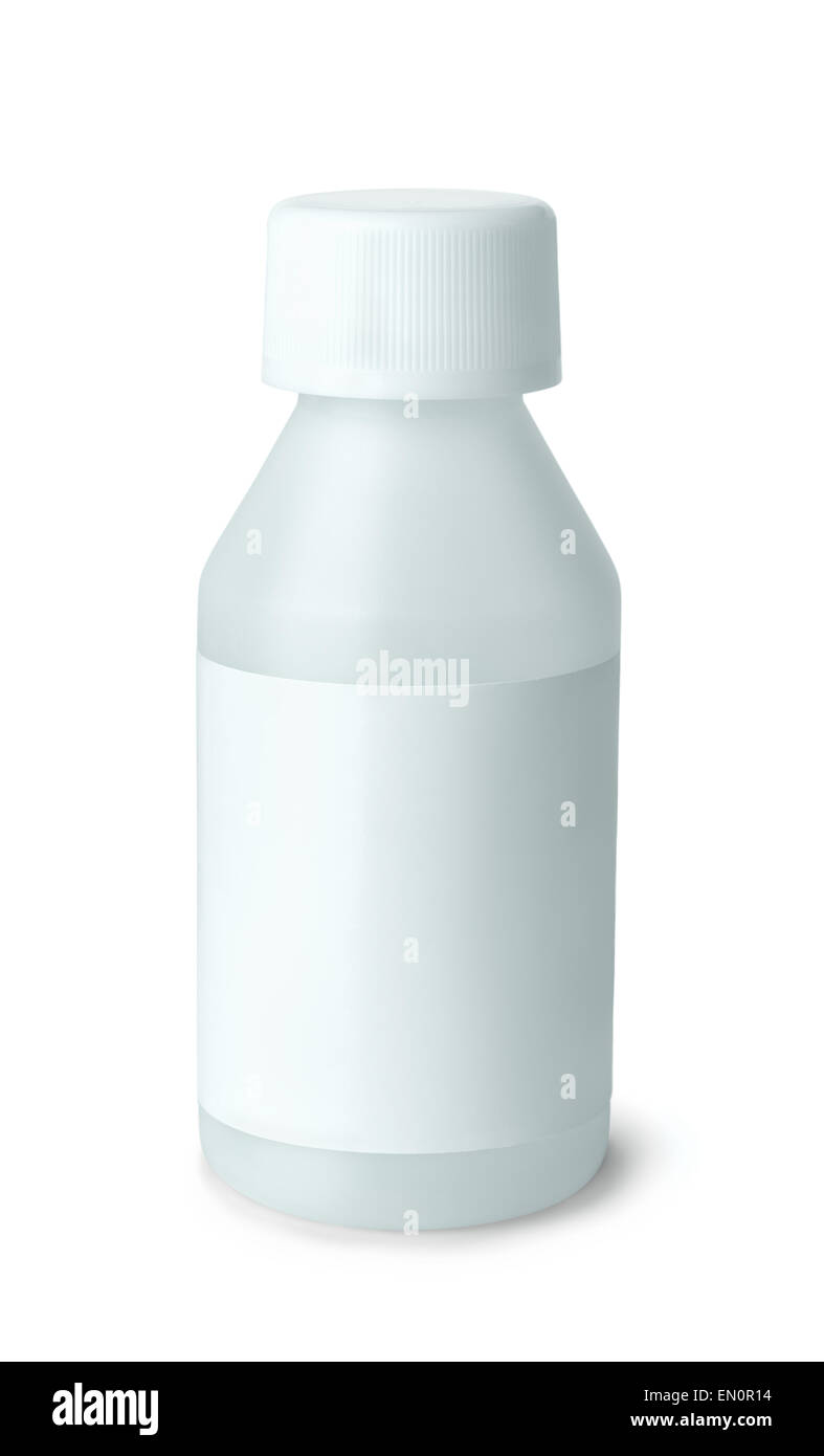 Weiße Kunststoff Medizinfläschchen mit leere Beschriftung Stockfoto
