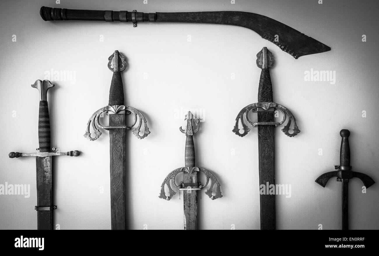 Spanisches Schwert Sammlung Detail, Sigle XVI Stockfoto