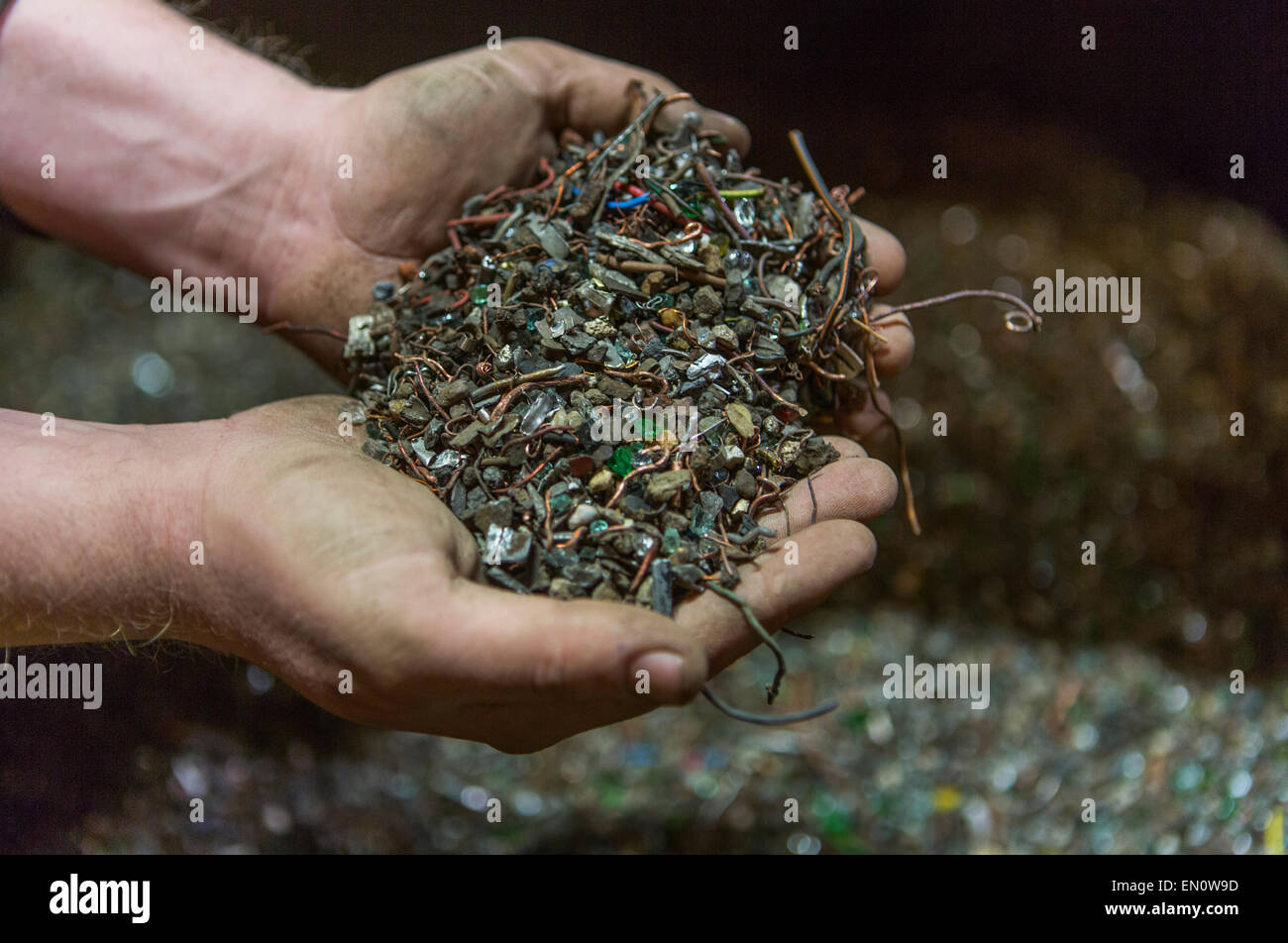 zerkleinerte Autoteile in eine recycling-Anlage in den Niederlanden Stockfoto