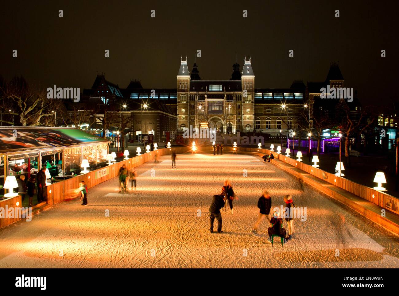 Eisbahn vor dem Rijksmuseum Stockfoto