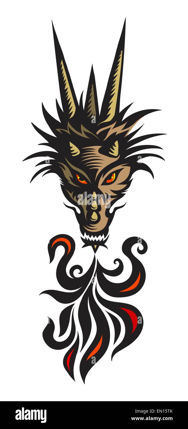 Der Kopf eines Drachen Grafik Vektor-illustration Stockfoto