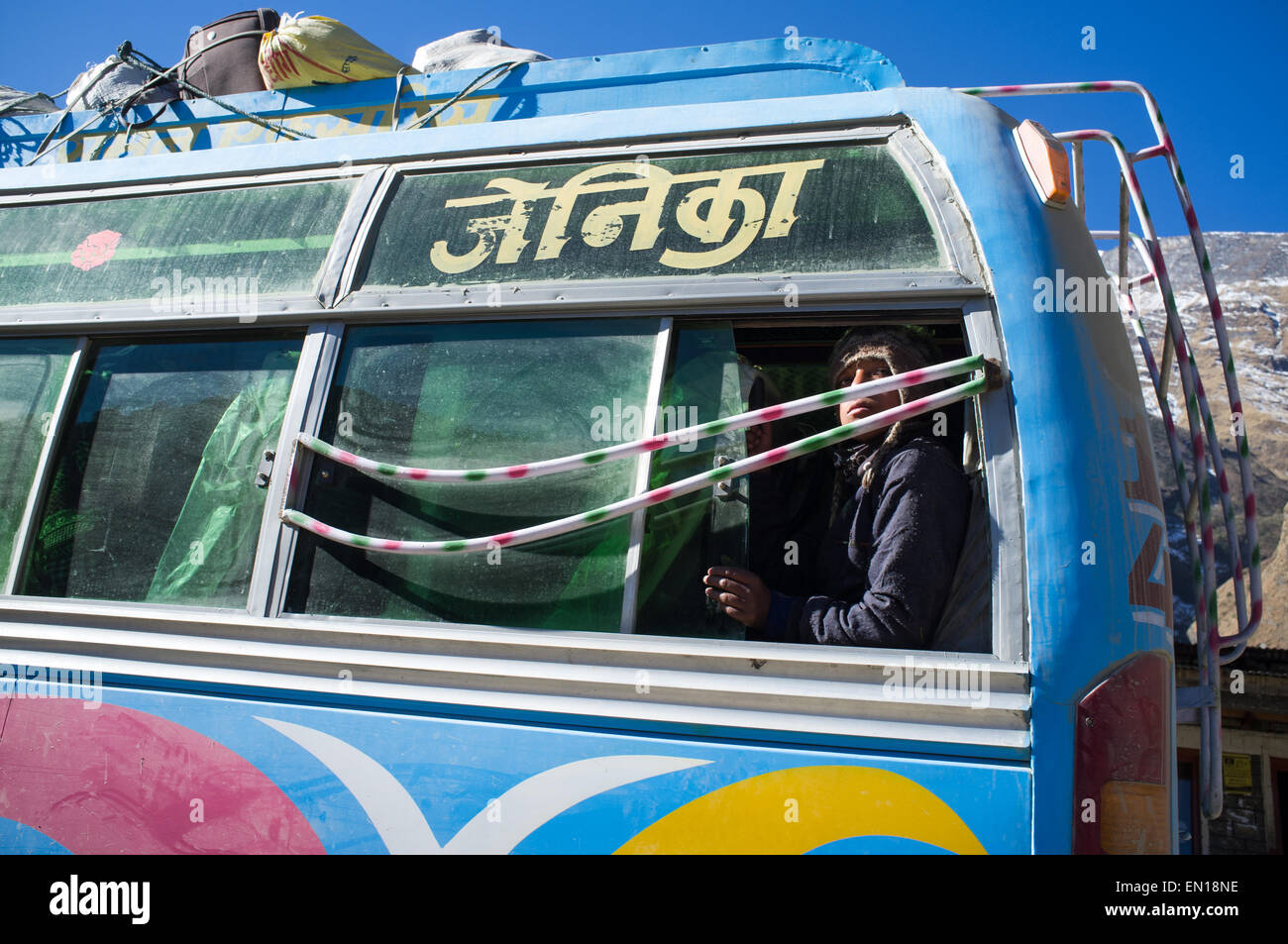 Menschen vor Ort in den Bus, Nepal Stockfoto
