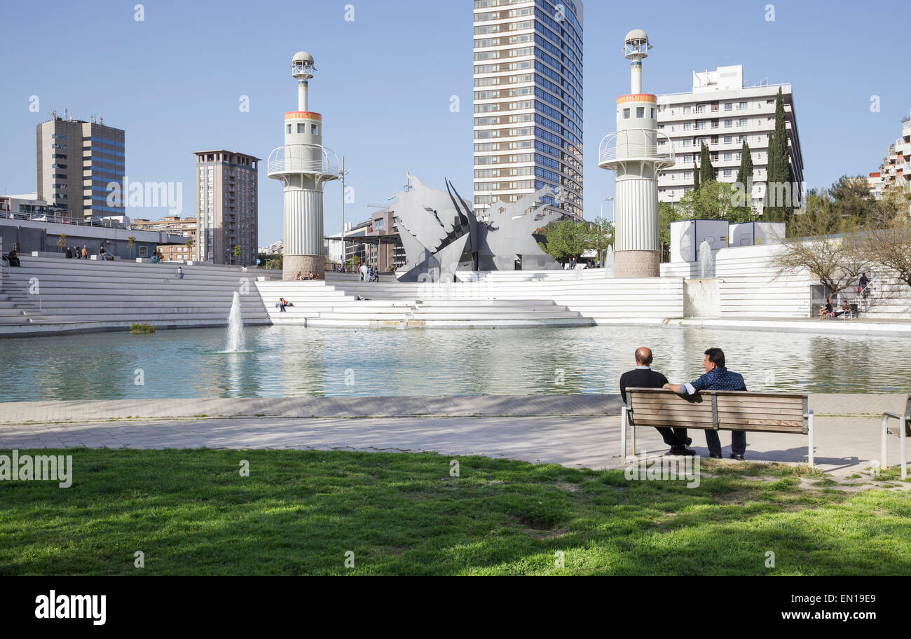 Parc de l'Espanya Industrie, Barcelona, Katalonien, Spanien Stockfoto