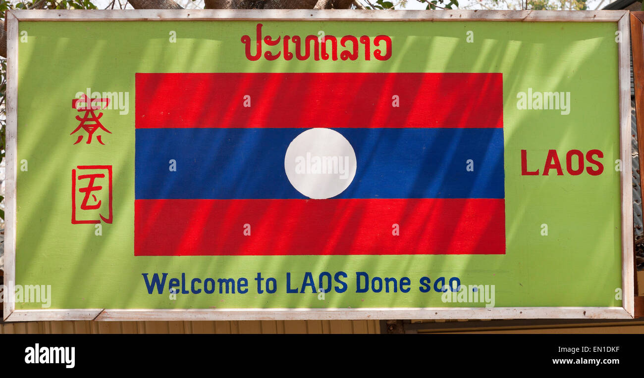 Insel Don Sao, Laos, das goldene Dreieck zwischen Thailand, Myanmar und Laos. Historisch gesehen eine Droge, die trading-Bereich. Stockfoto