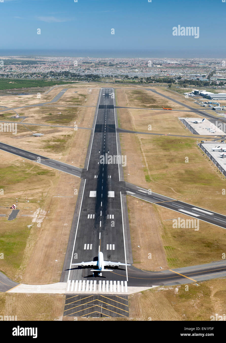 Luftaufnahme des Cape Town International Airport, Südafrika. Stockfoto