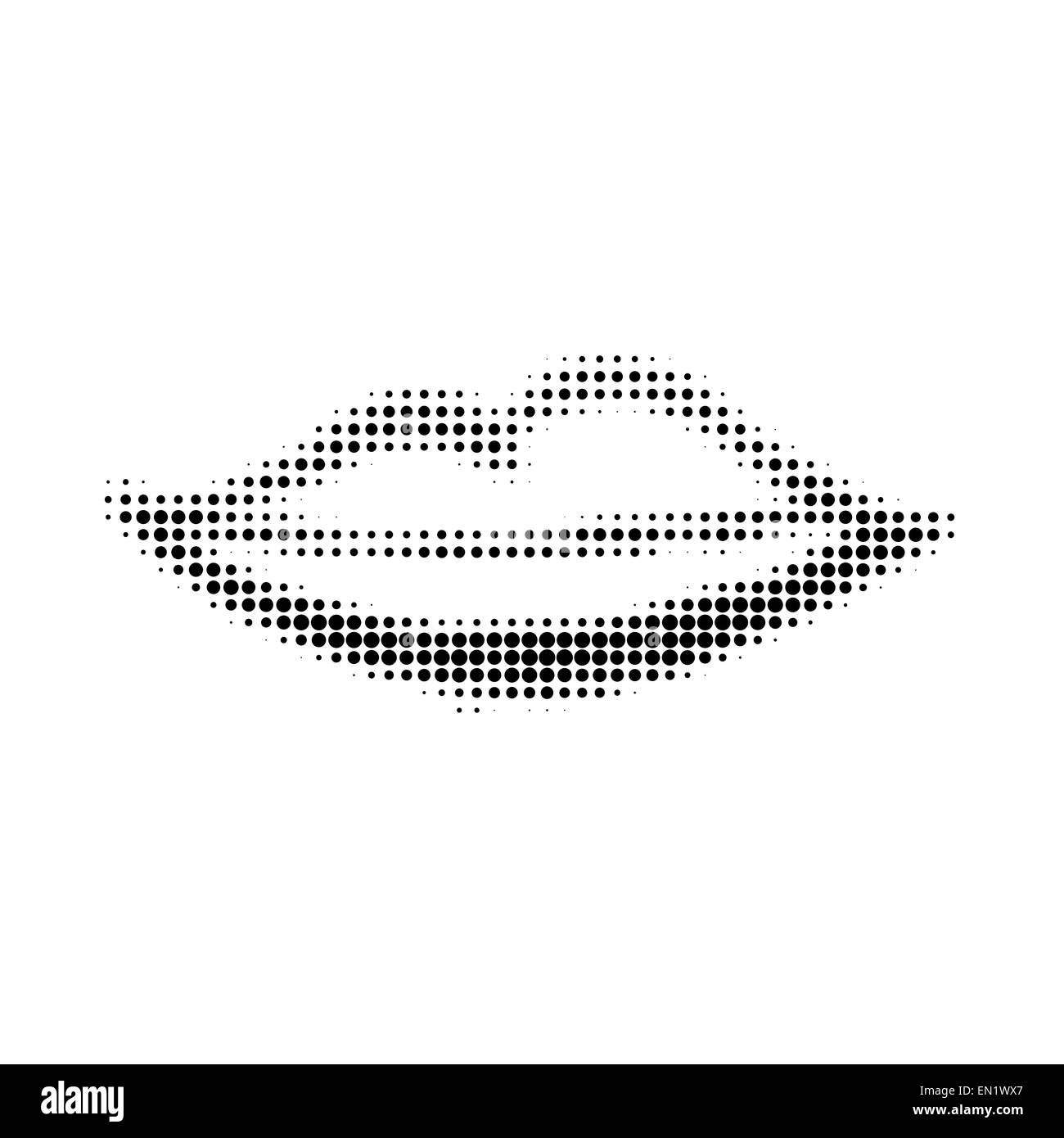 Halbton design Lippen von schwarzen Punkten auf weißem Hintergrund Stockfoto