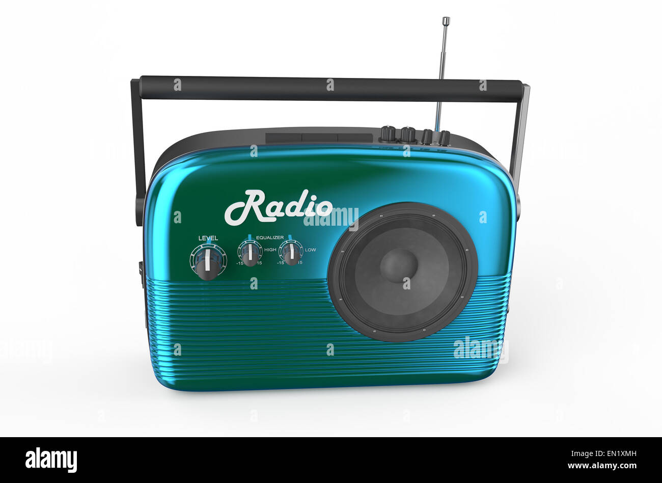 Blau Radio isoliert auf weißem Hintergrund Stockfoto