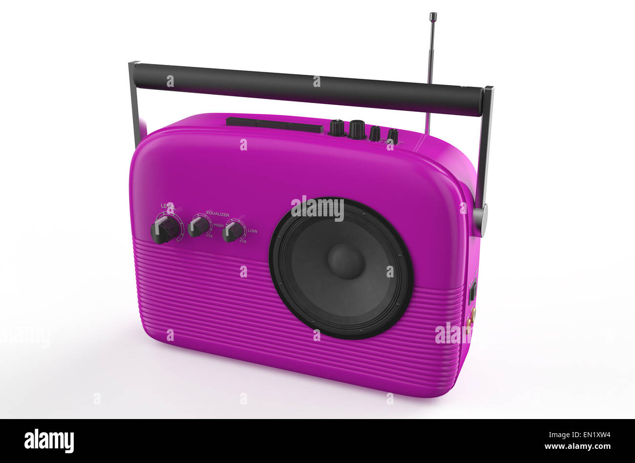 lila Radio isoliert auf weißem Hintergrund Stockfoto