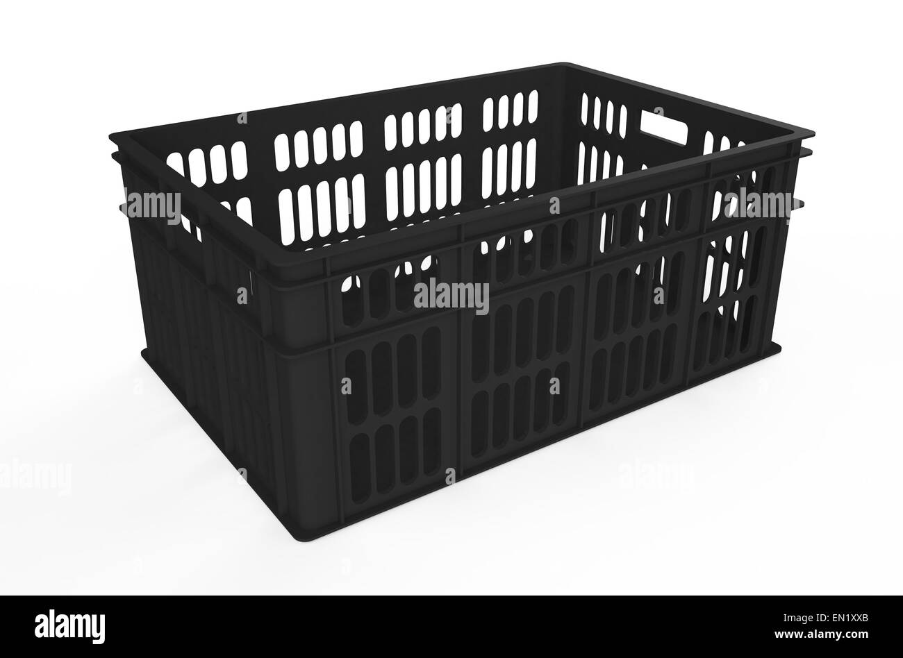 blaue Kunststoff Kiste isoliert auf weißem Hintergrund Stockfoto