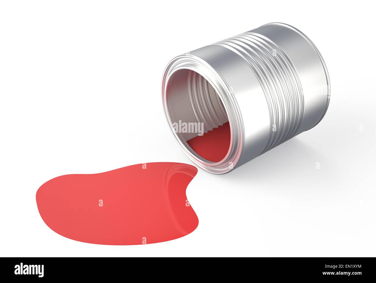 verschüttete roter Farbe auf weißem Hintergrund isoliert Stockfoto