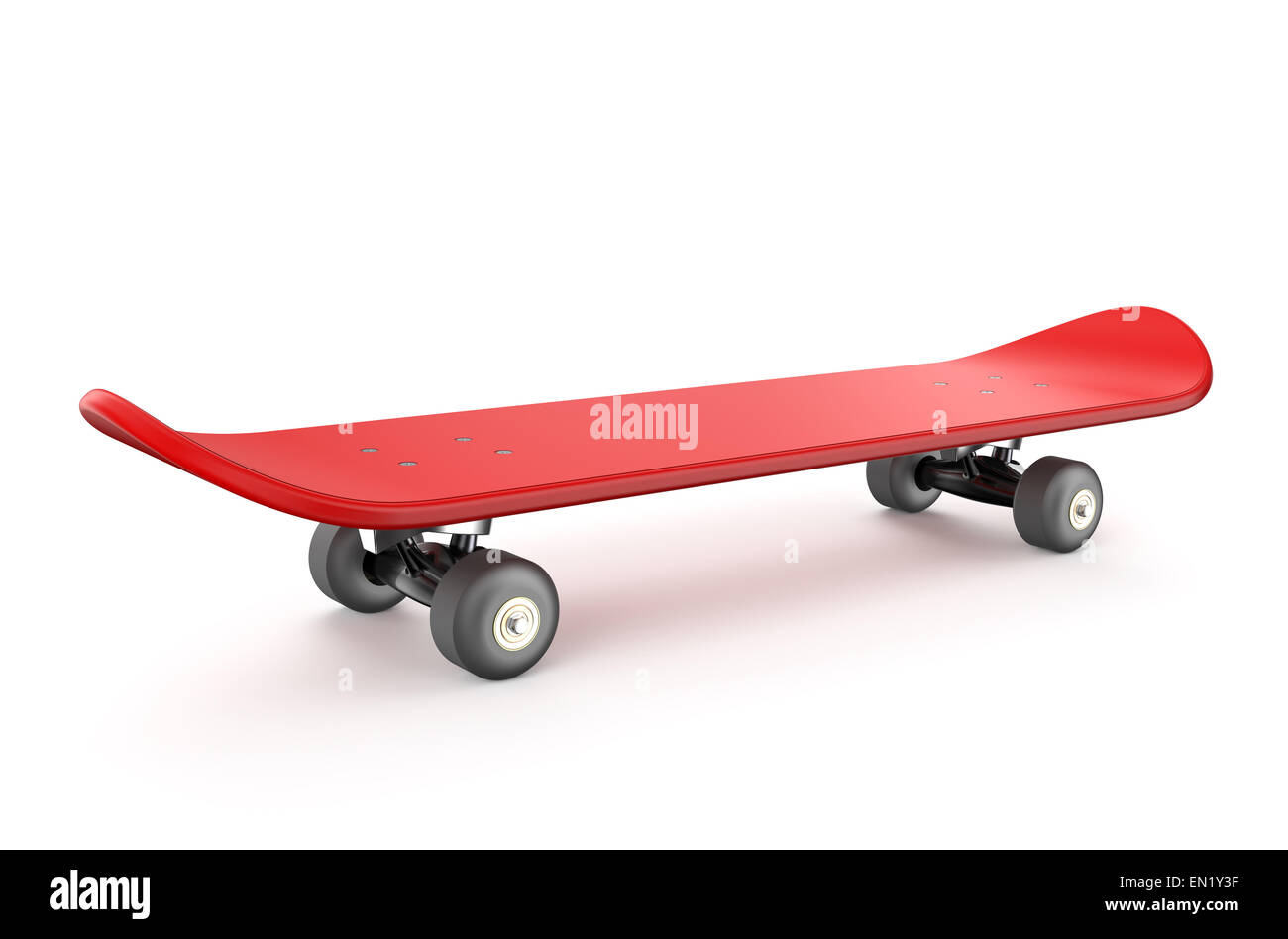 roten Skateboard isoliert auf weißem Hintergrund Stockfoto