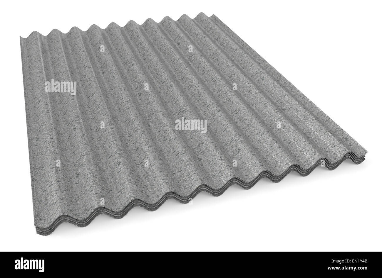 graue Wellpappe Schiefer für Dächer isoliert auf weißem Hintergrund Stockfoto