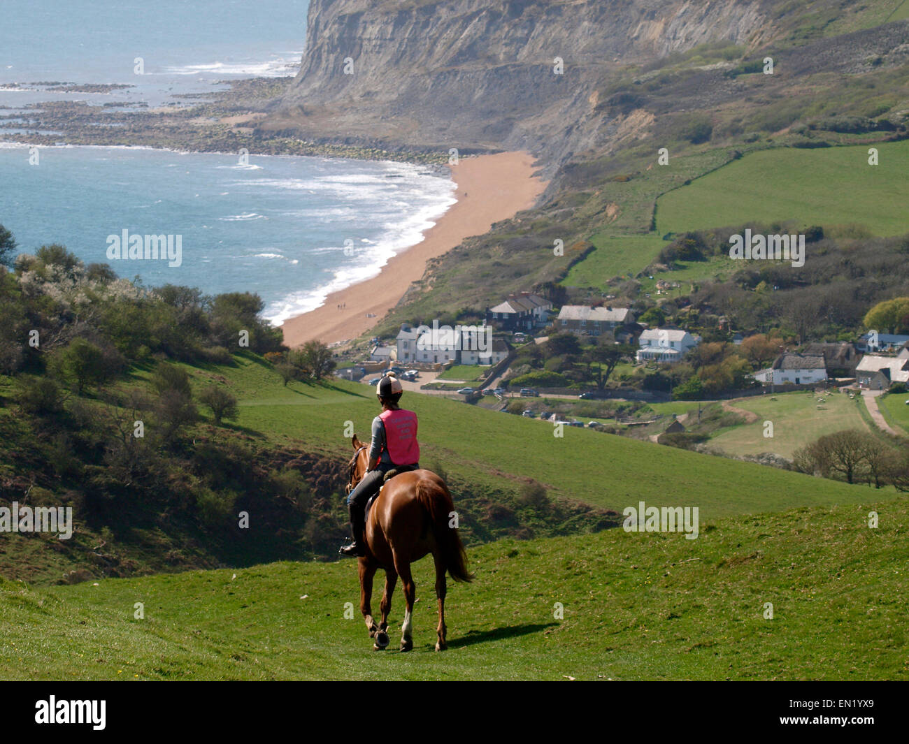 Reiter auf der Küste Weg, einladendsten, Dorset, UK Stockfoto