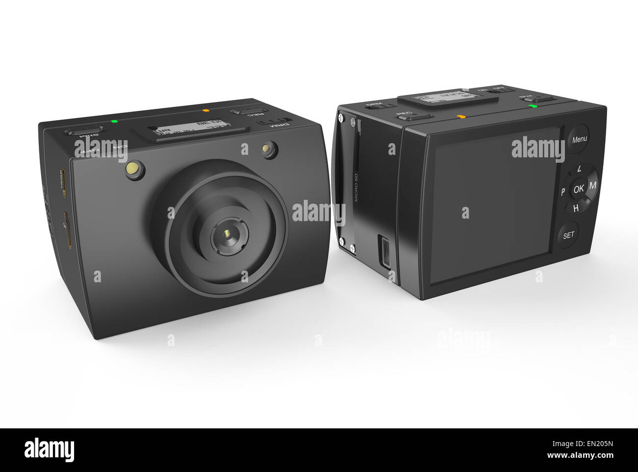 Acton Kamera isoliert auf weißem Hintergrund Stockfoto