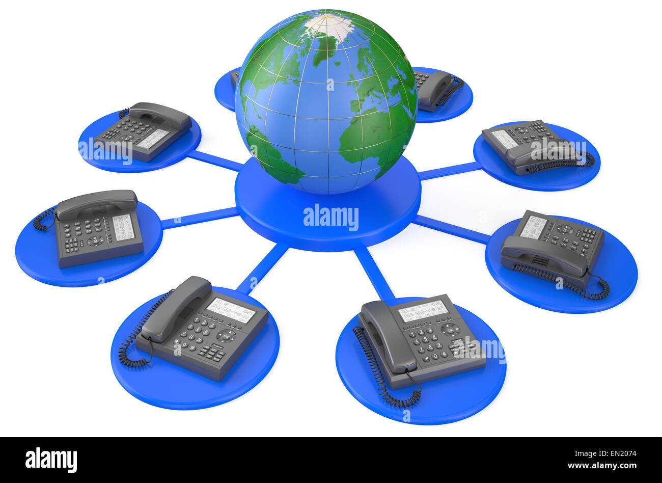 globale Kommunikations-Konzept, isoliert auf weißem Hintergrund Stockfoto