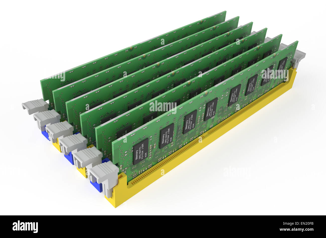 DDR3-Speicher-Module isoliert auf weißem Hintergrund Stockfoto