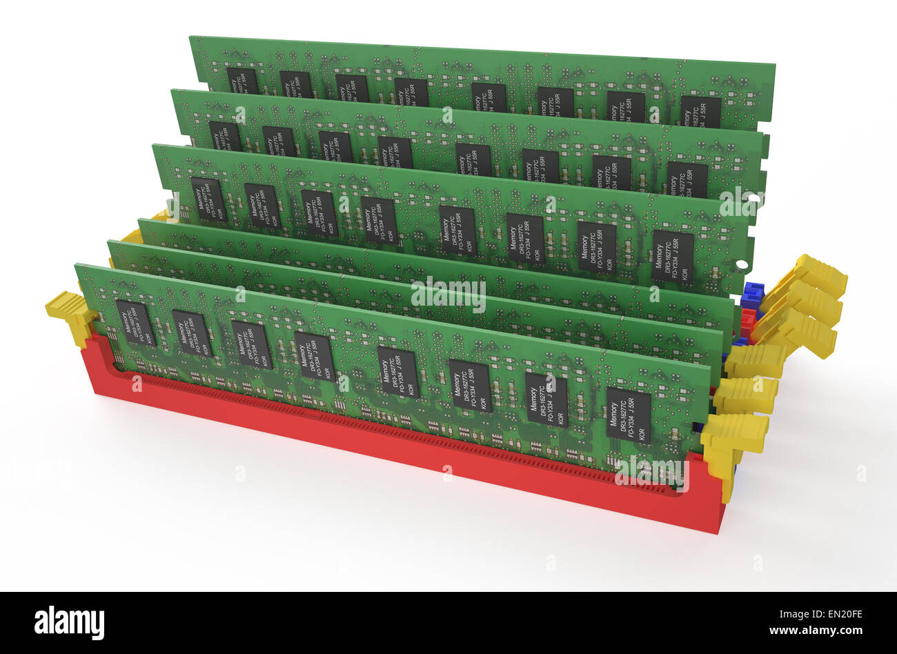 DDR3-Speicher-Module isoliert auf weißem Hintergrund Stockfoto
