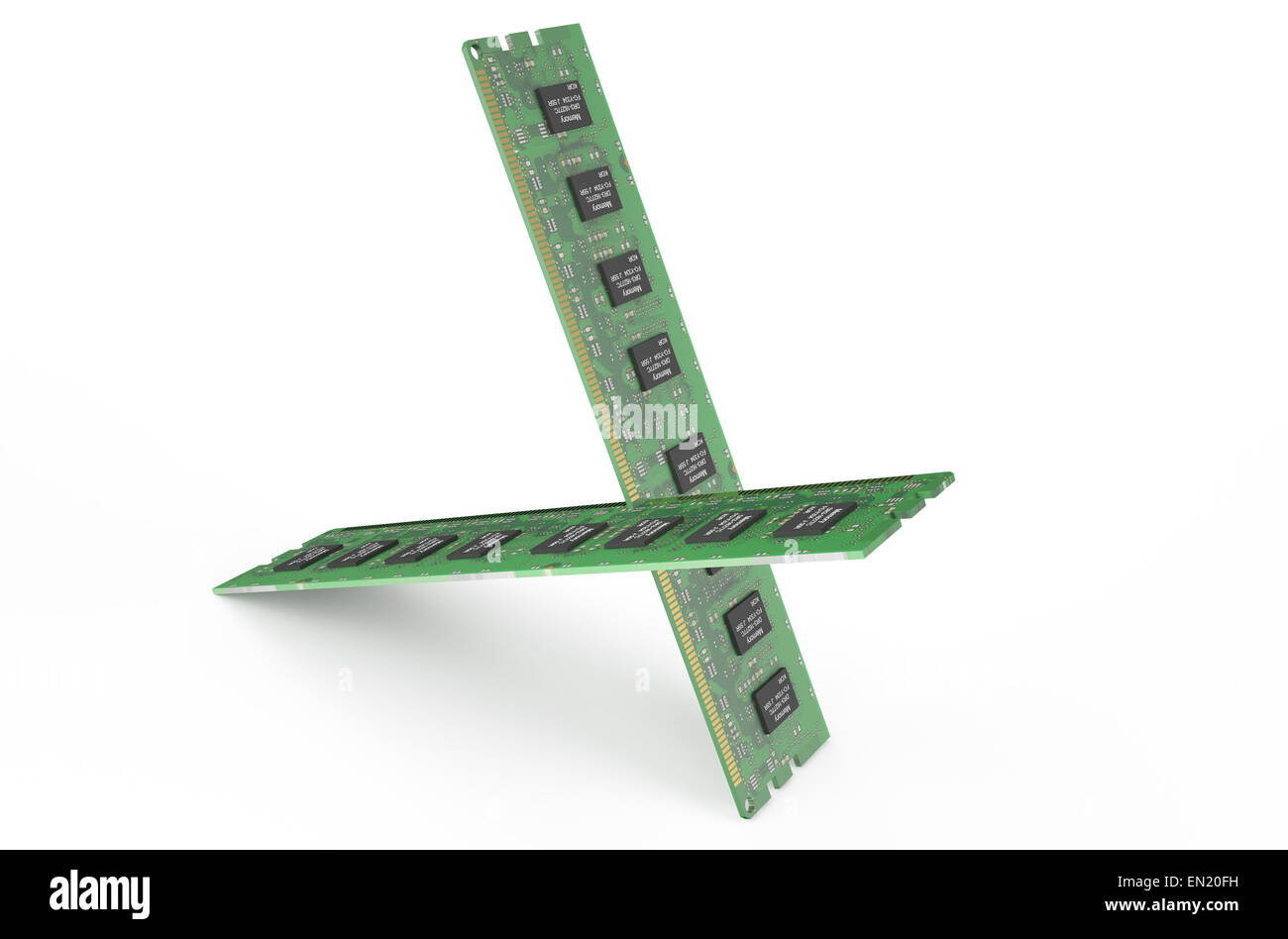 DDR3-Speicher-Module isoliert auf weißem Hintergrund Stockfoto